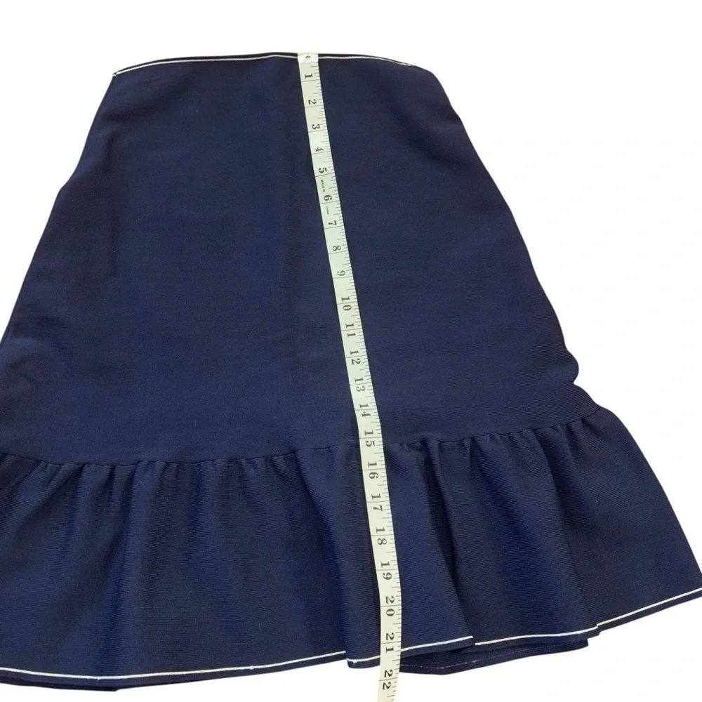 Gianni Bini Navy White Nautical Exposed Zipper Ruffle Skirt Women’s XS Workwear
